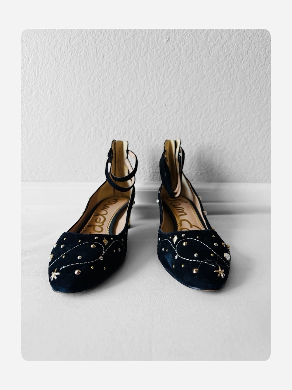 ★ Sam Edelman Lucien Embroidered Pearl Stud
Ankle Strap Pumps Black 9.5 ★ - Picture 4 of 16